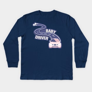 Blue Baby Driver Kids Long Sleeve T-Shirt